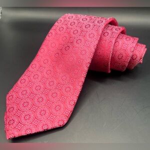 J. Hilburn‎ - Elegant Pink Patterned Men's Tie, Large Medallion, Silk